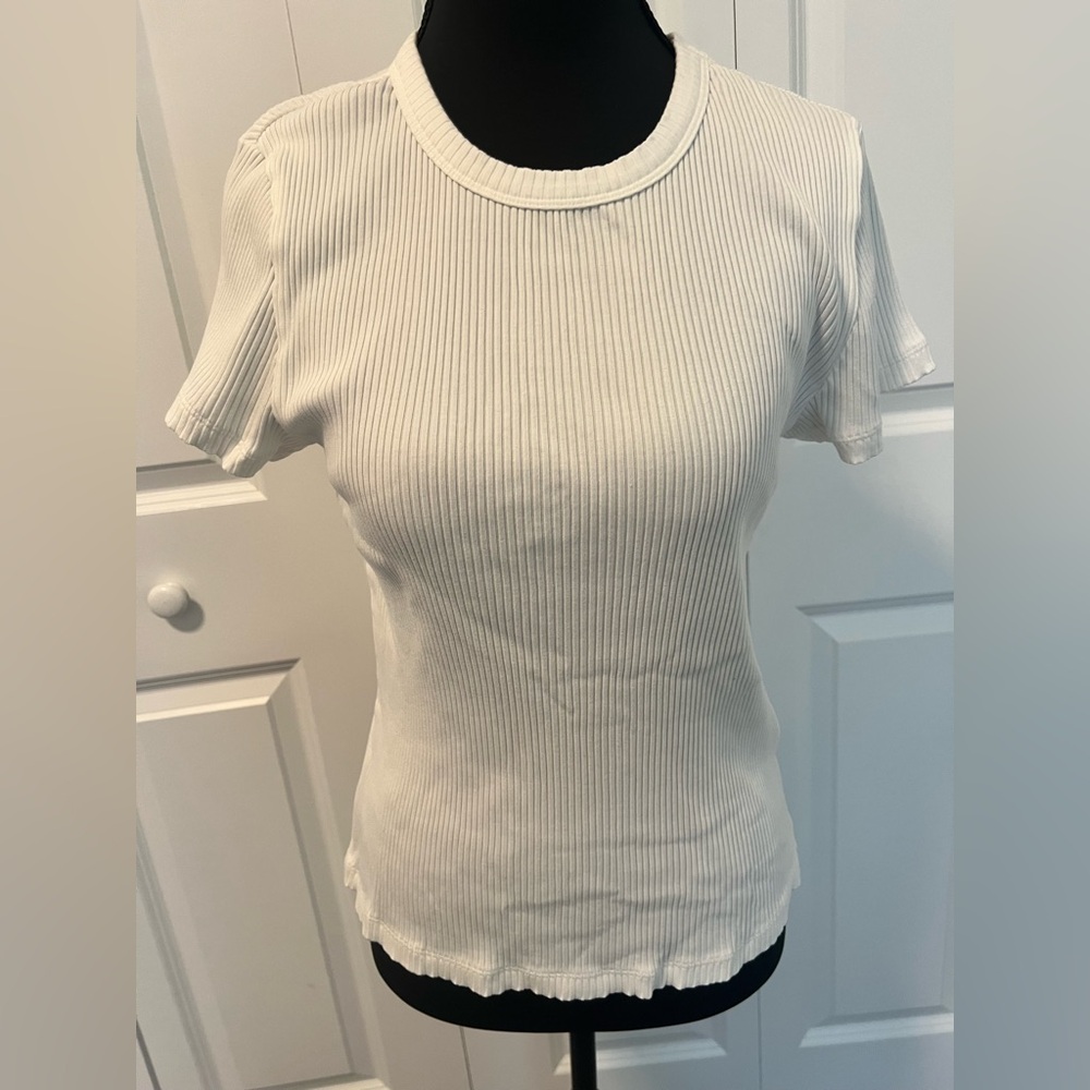 Madewell Ribbed Lettuce Hem Tee White Size L